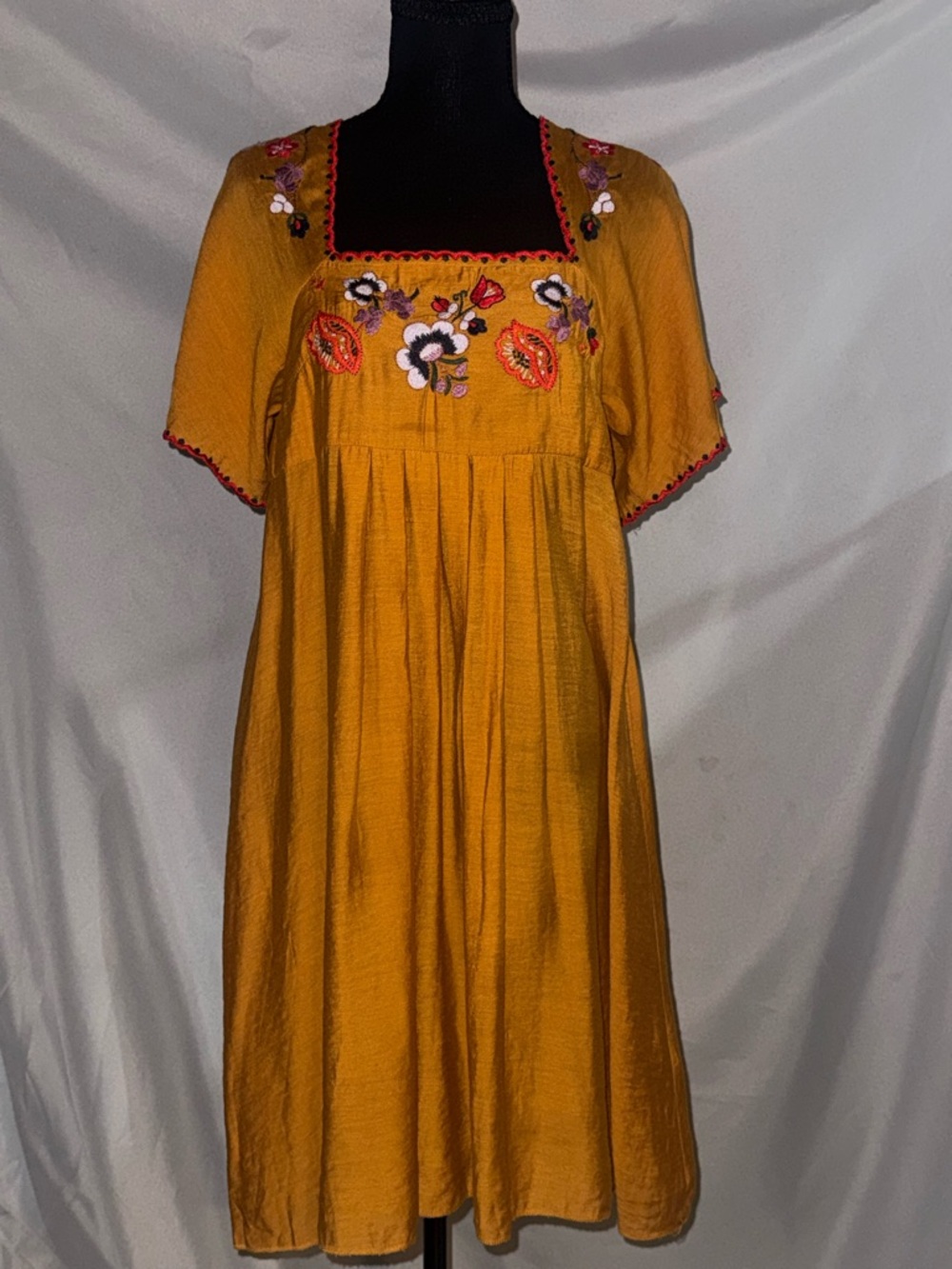 Madewell Mustard Yellow Embroidered Midi Dress